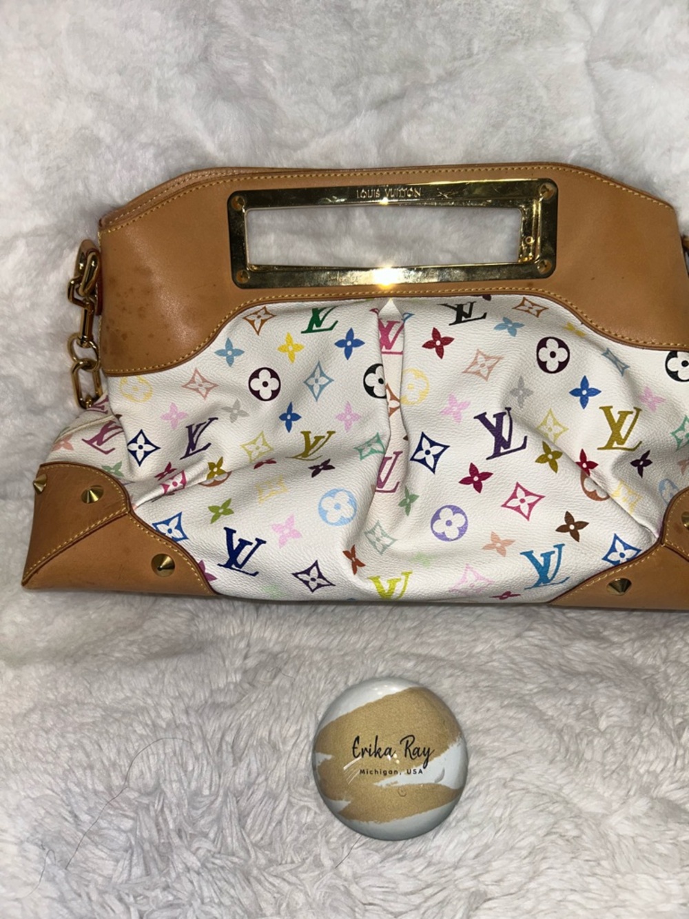 Louis Vuitton White Multicolor Monogram Judy GM - Picture 6 of 16